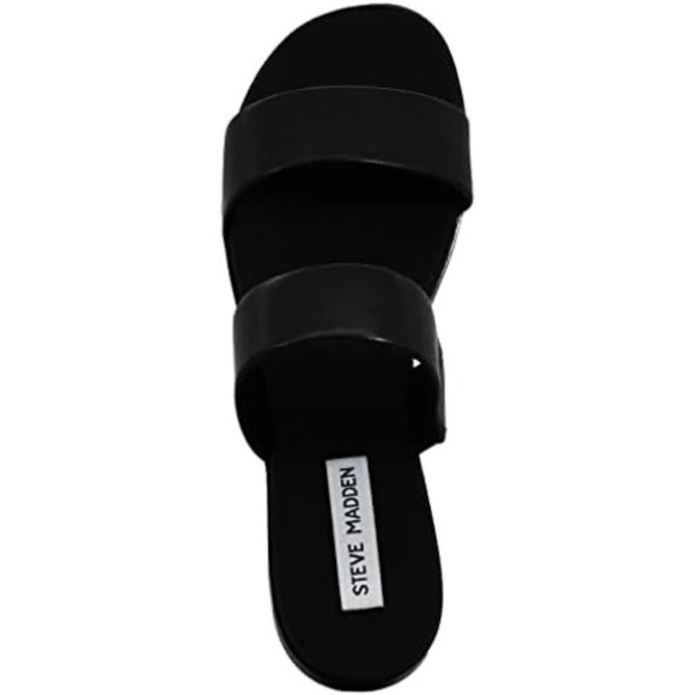 Steve Madden Favorable Black Leather Two Strap Slide Sandals Womens 7.5 M